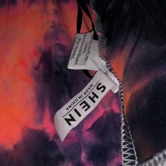 NWOT Shein Orange Multicolor Tie-Dye One Shoulder Crop Top - Picture 4 of 4